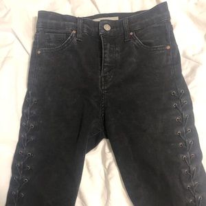 Topshop high rise Moto lace up denim size 26